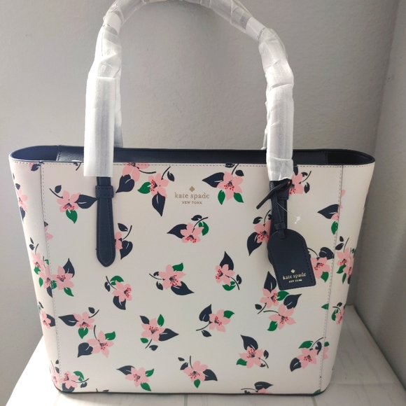 Kate Spade Schuyler Medium Tote Shoulder Bag Tropical Floral Print Cream Multi.